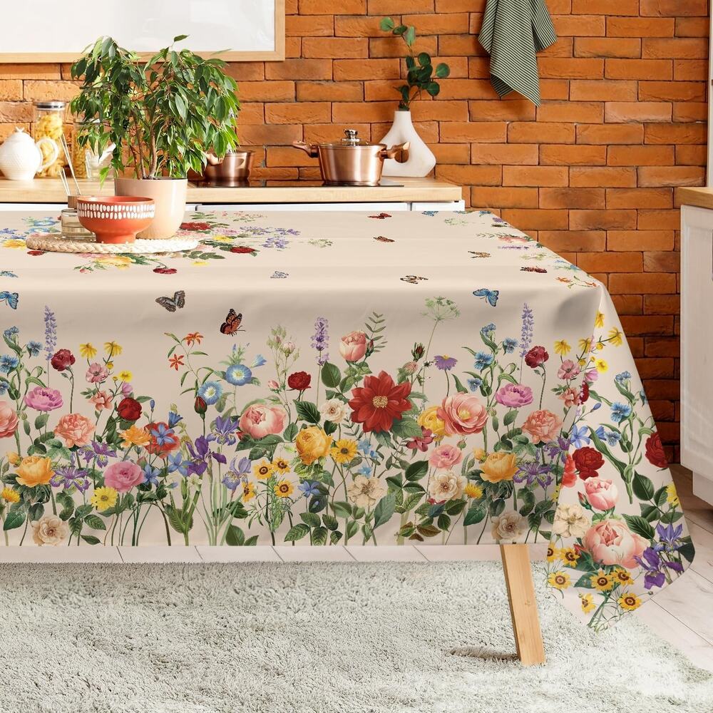 Floral Butterfly Spring Summer ROUND 70" Tablecloth Dining Decor NEW